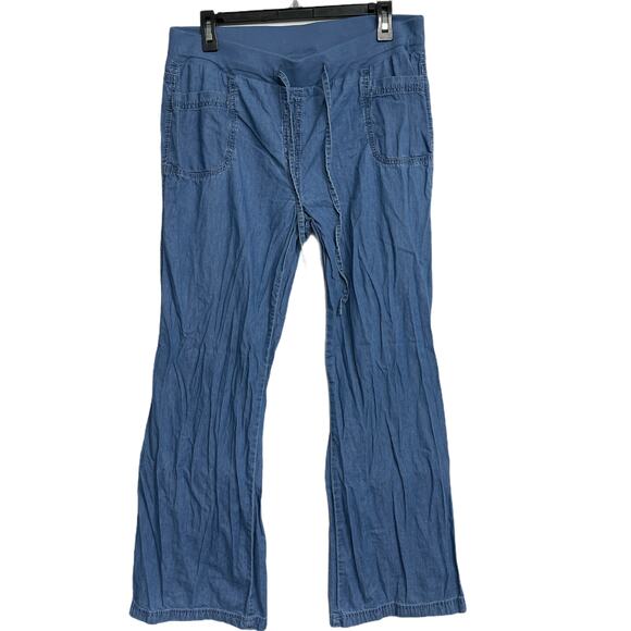 Style Co Chambray Pants Womens Plus 0X Blue Drawstring Elastic Waist 100% Cotton - Picture 1 of 4